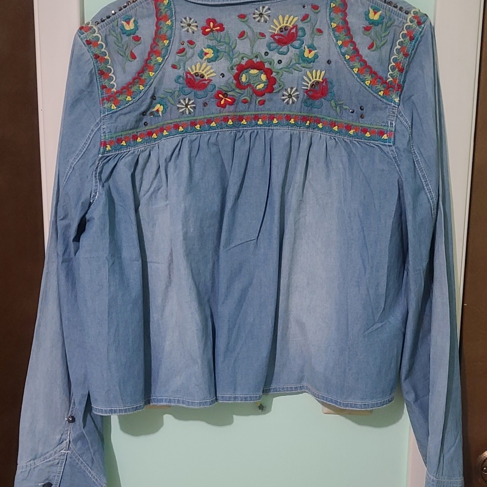 Double D Ranch Blue Embroidered Jean Jacket - Picture 2 of 6